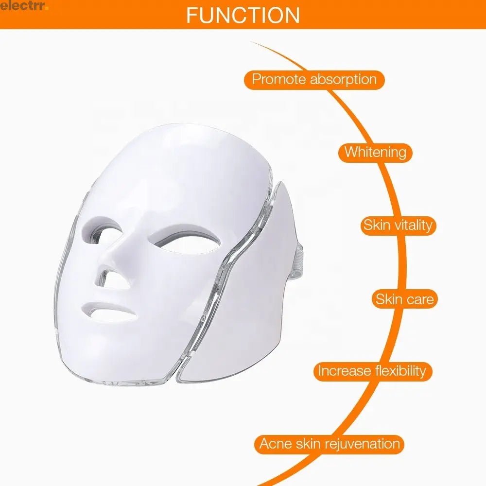 facial beauty equipment 7 colors lightings led face mask with neck skin rejuvenation anti acne therapy whitening | Electrr Inc