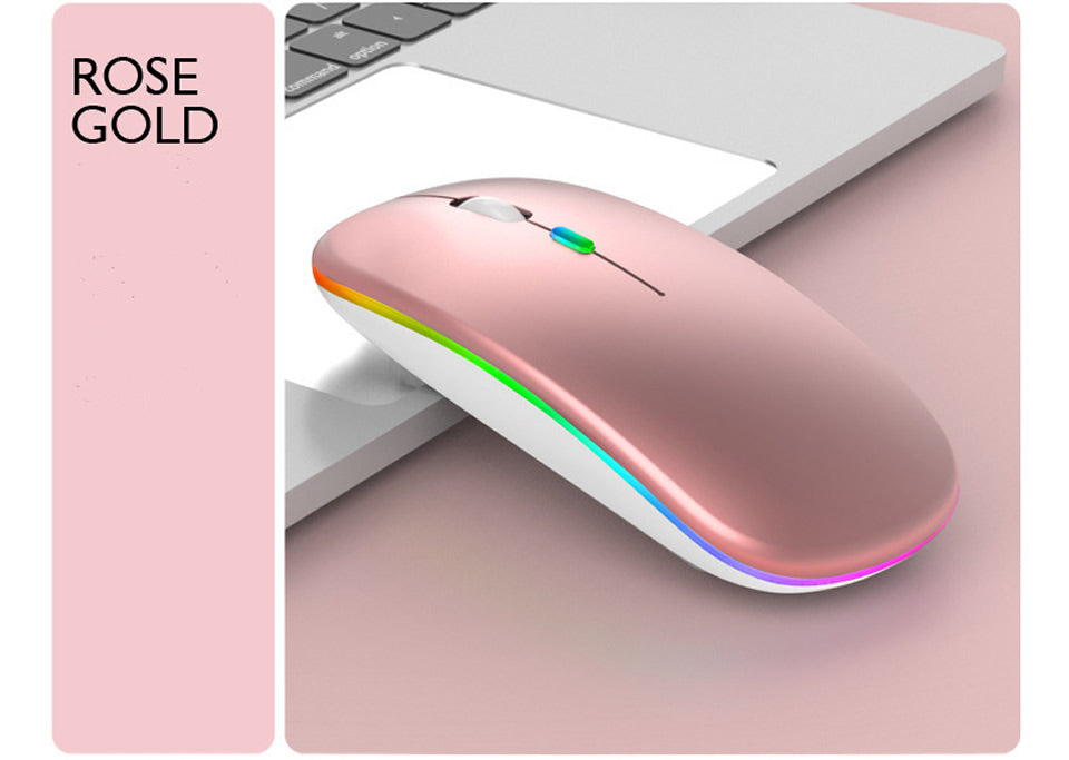 Mini Rechargeable Mouse Wireless Ultra-Thin Silent Mute LED Lights Computer Laptop Rechargeable Wireless Mouse | Electrr Inc