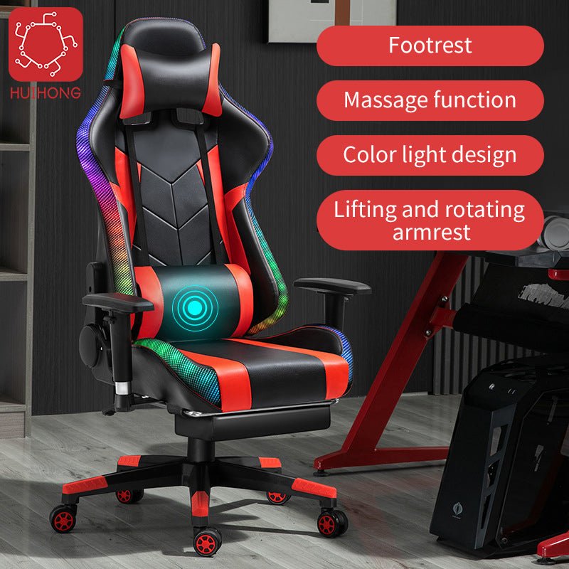 Huihong Wholesale Cheap Leather Reclining Gamer Chair LED Light PC Racing RGB Gaming Chair with Footrest | Electrr Inc