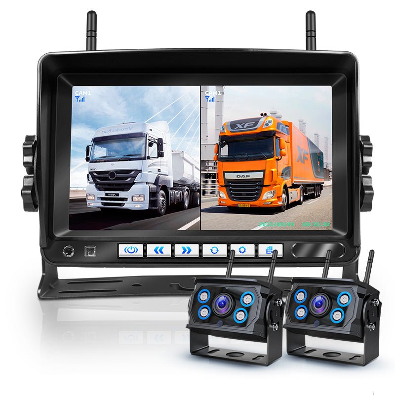Wireless Camera Monitor Kit System Car Security Rear View Cam 4CH 7 inch Screen MDVR BUS Truck RV Trailer Wireless Backup Camera | Electrr Inc