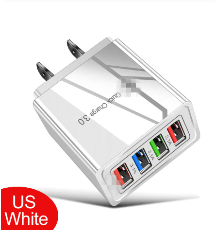 New Design Quick Charger 4 USB Ports Charger For Samsung Tablet QC 3.0 Fast Wall Charger US EU UK Plug Adapter For iPhone | Electrr Inc