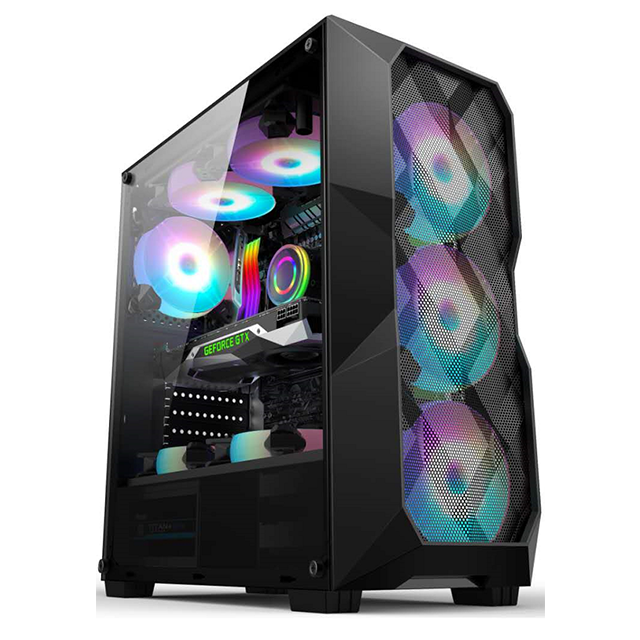 0.5mm SPCC Black Coating ATX/M-ATX/ITX Gaming Computer Case with USB1.0*2+HD AUDIO USB3.0*1 Chassis Size 330*200*445mm Desktop | Electrr Inc