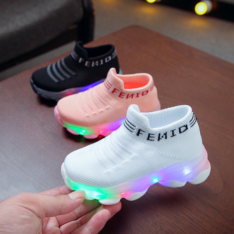 Waterproof Fiber Optic Glowing Kids Baby Child Shoes Led Light Up Shoe Box for Kids With Light Flashing Led Boys Girls Shoes OEM | Electrr Inc