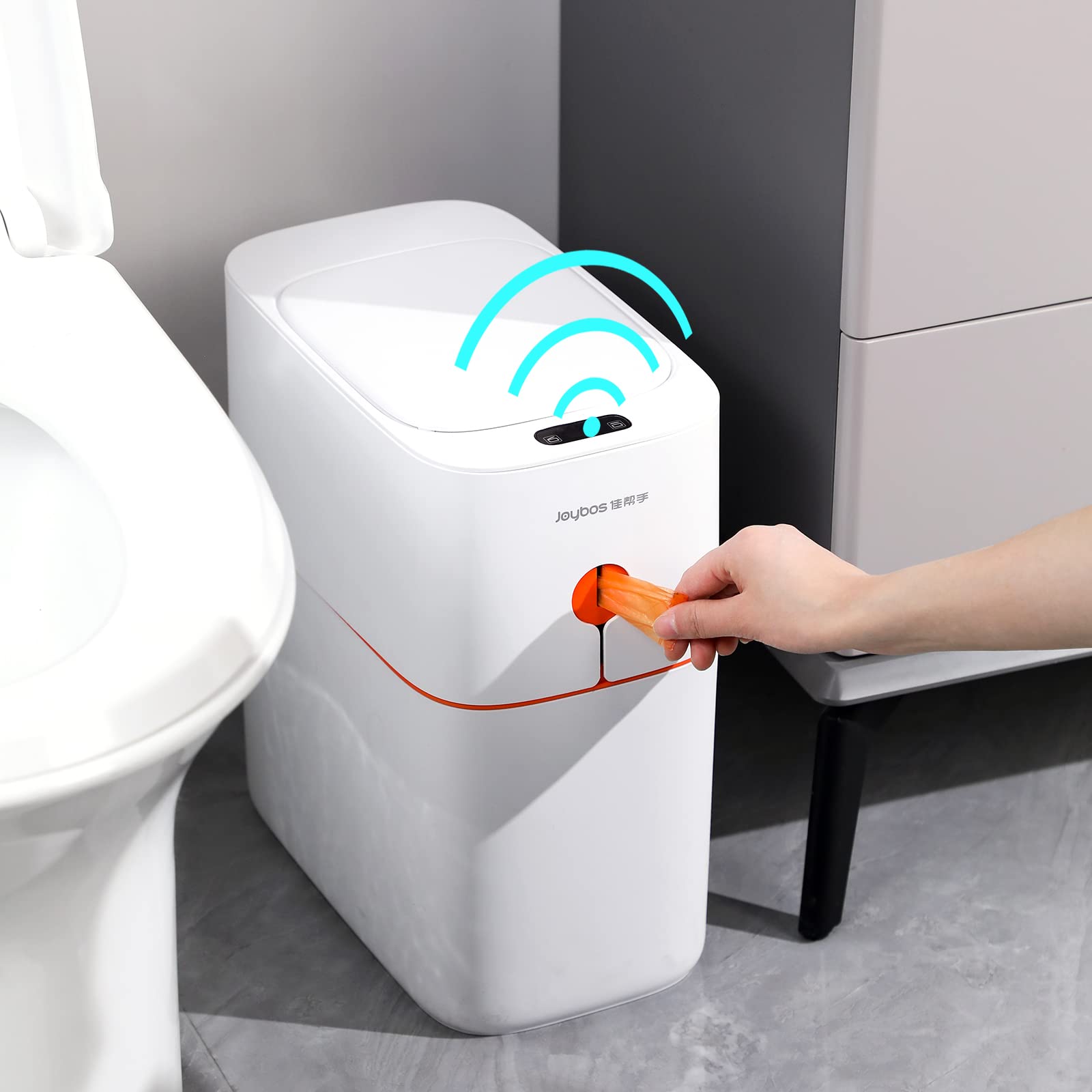 JOYBOS Smart Induction Trash Can IPX5 Waterproof Automatic Motion Sensor Trash can for Bathroom Bedroom Home Office Odorless | Electrr Inc