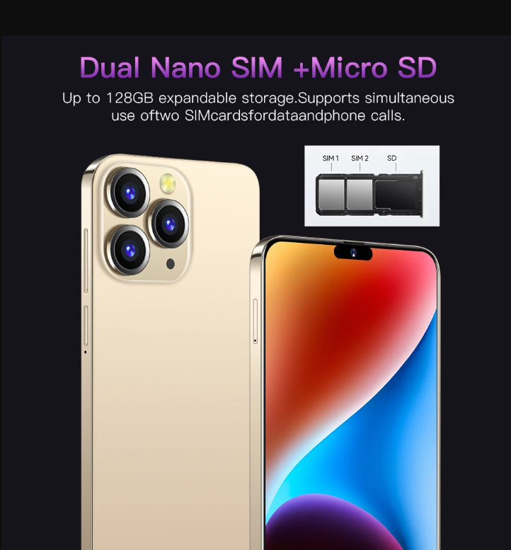 2023 New cheap mobile phone 6.7 Inch i15 Pro Max Original Full Screen Face ID 16G+1TB 5G Cell Phone 6800mAh cell phones deal | Electrr Inc