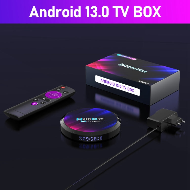 H96 Max 8K Ultra HD Smart TV Box Android 13.0 Media Player with Remote Control, RK3528 Quad-Core, 4GB+32GB (UK Plug) | Electrr Inc
