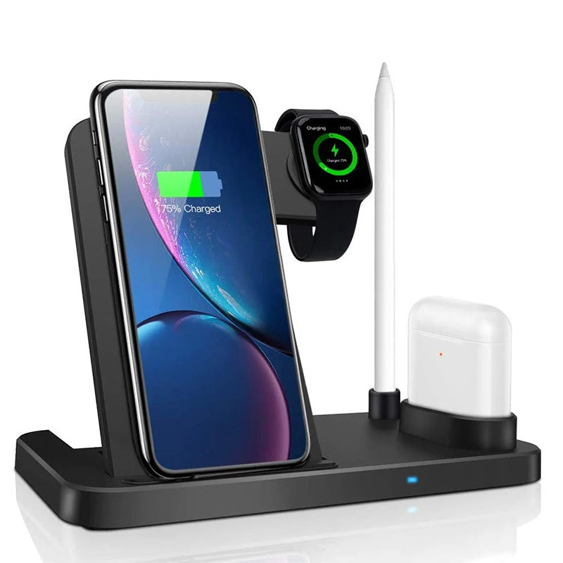 3 IN 1 QI 10W Wireless Charger Stand For iPhone 12 11 X XR XS 8 Fast Charging Dock Station For Apple Watch 6 5 4 3 2 Airpods Pro | Electrr Inc