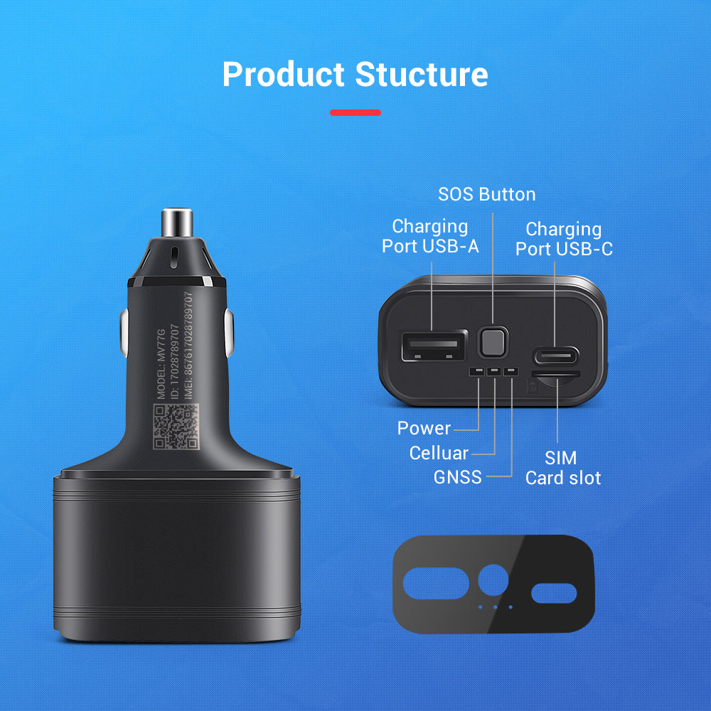 MiCODUS MV77G Real Time Location Track Vehicle Cigarette Lighter 4G Gps Tracker Mini Car Gps Tracking Device With Free App | Electrr Inc
