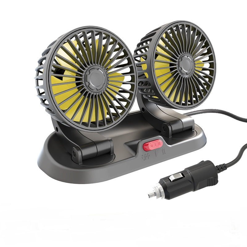 USB Car Cooling Fan Multi Angle Rotatable 5V Dual Head USB Vehicle Fan Adjustable Auto Cooler Electric Fan | Electrr Inc