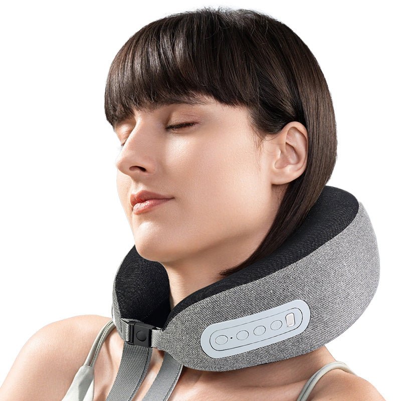 2023 NEW U Shape Massage Pillow with Heating 3000mAh Rechargeable Airplane Car Travel Memory Foam Neck Massager for Pain Relief | Electrr Inc