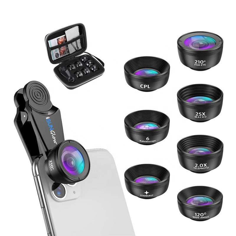 For iPhone Huawei Xiaomi Smartphone Photography Accessories Vlog Lens 5K HD 7 in 1 Mobile Phone Camera Lens Kit Selfie Gadgets | Electrr Inc