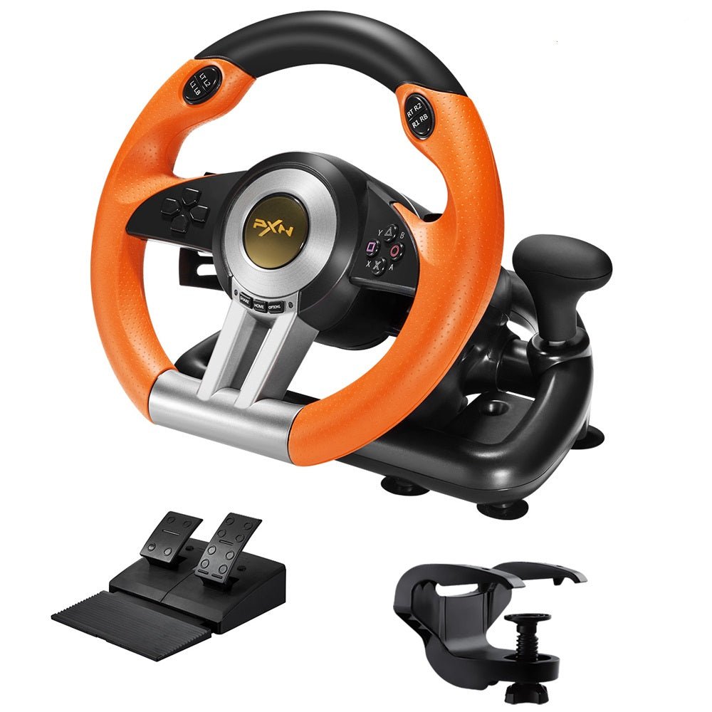 Racing Car Game Steering Wheel Pedal Gear Shifter Driving Dual Vibration Motors For Smart Xbox One PS3/PS4/Switch Gaming console | Electrr Inc