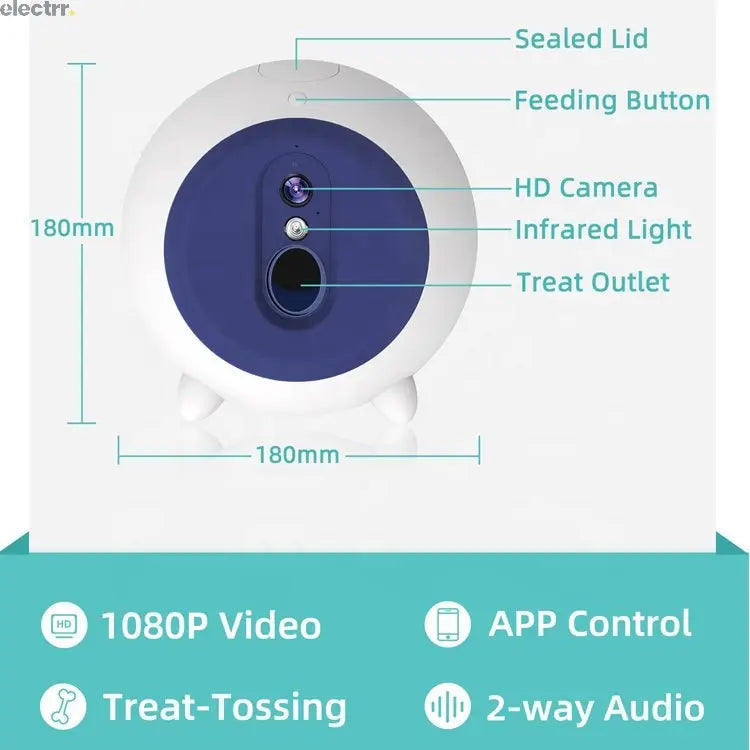 2021 Newest APP remote control HD 1080P wifi smart dog camera pet treat food flipper dispenser dog snack launcher | Electrr Inc