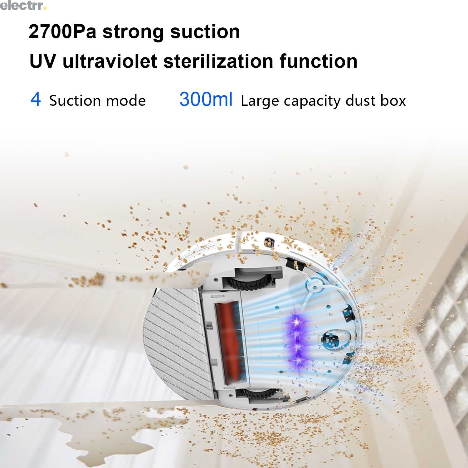 Airbot Laser Mapping Robotic Vacuum cleaner with Integrated Self Cleaning Dust Collection Charging Base, Sweep + Mop + Vacuum | Electrr Inc