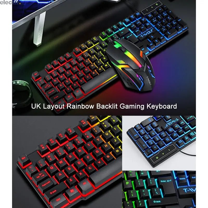 RGB 4 in 1 Gaming Keyboard And Mouse Headset Mouse Pad Keyboard Ergonomic Light Mechanical TF800 4 in 1 Gaming Combo Set | Electrr Inc