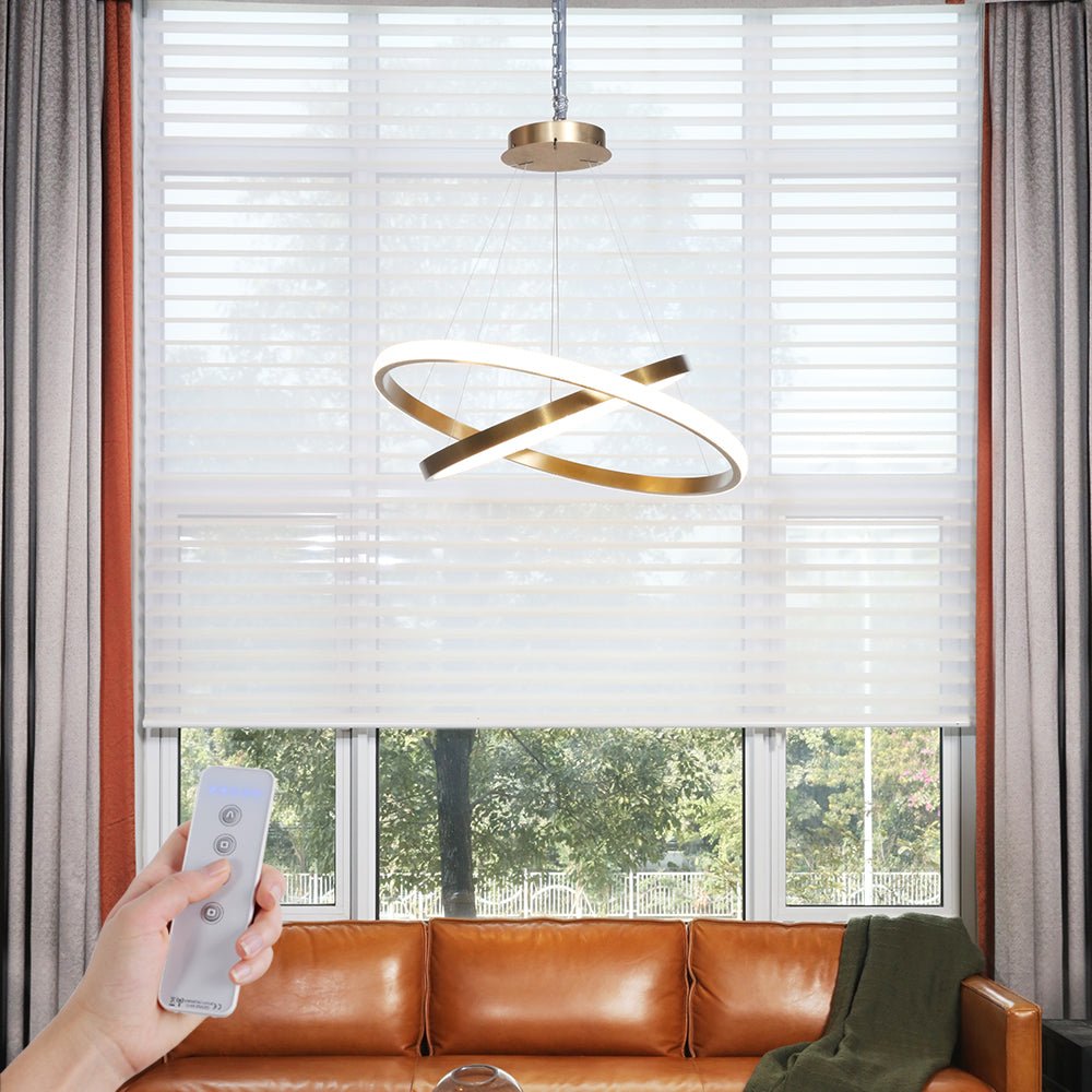Hande New Style Triple Shade Smart Automatic Motorized Sheer Shades Shangri-La Roller Blinds | Electrr Inc