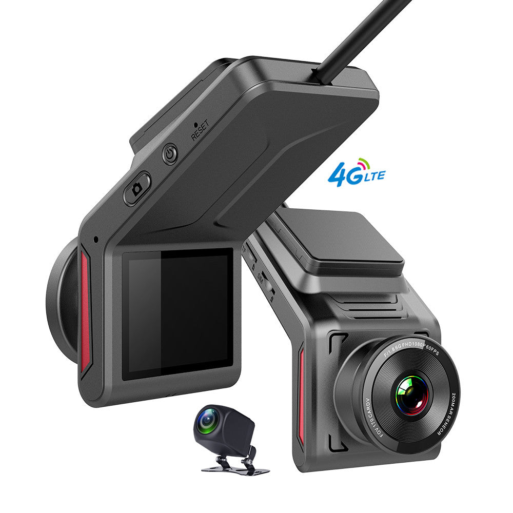 4G video camera 2lens car dvr 4g dashcam wifi gps wifi cloud front and back car black box camera parking night vision dash cam | Electrr Inc