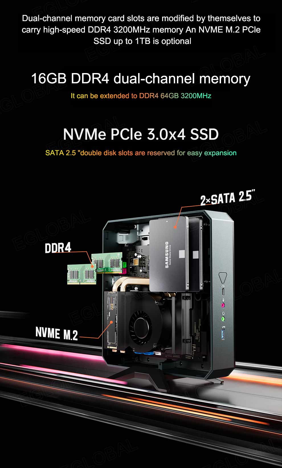 Factory Eglobal AMD R9 5900HX Octa Core Gaming Mini Pc support 4K60Hz WIN10/WIN11 Portable RGB Mini Desktop Computer | Electrr Inc