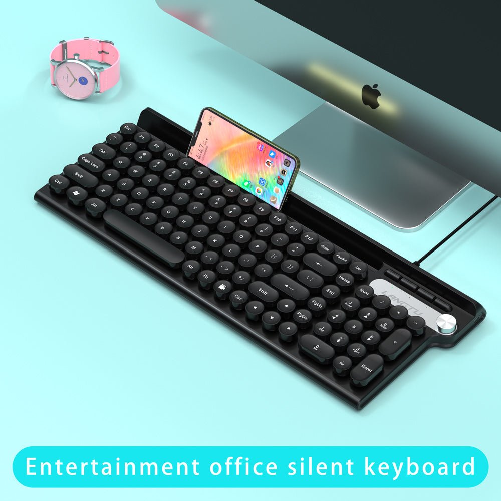 Keyboard Mouse Combos Round Keycaps Retro Punk Typewriter Style Silent USB Wired Gaming Keyboard For PC Laptop Desktop Computer | Electrr Inc