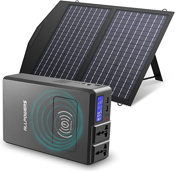 Portable Power Station with Monocrystalline Solar Panel in, 154Wh Power Bank with AC Output + 60W Foldable Solar Panel | Electrr Inc