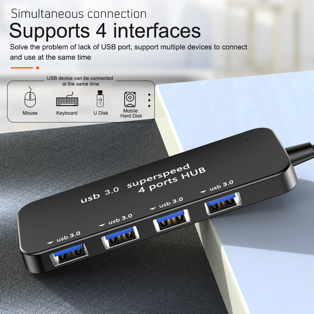 Slim USB HUB 4 Port USB 3.0 External Splitter Multiple Expand High Speed OTG Adapter for Computer Laptop Desktop PC Accessories | Electrr Inc