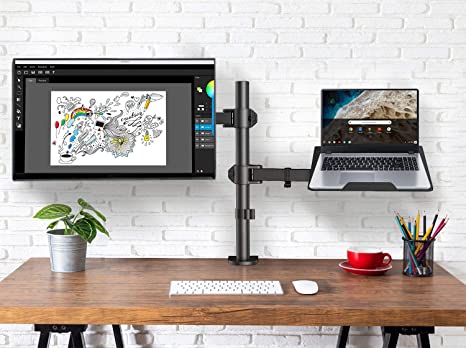 MG Dual Monitor Arm Stand Adjustable Mount Laptop Stand Keyboard Tray Double 32inch Desktop LCD Computer Gas Spring Vesa Bracket | Electrr Inc