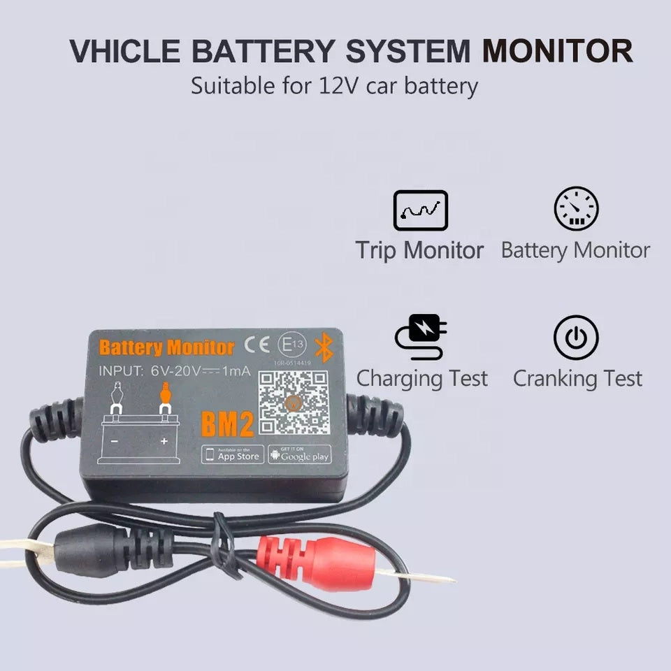 QUICKLYNKS Battery monitor with 4.0 bluetooth Car Battery Health Monitor shunt bluetooth BM2 | Electrr Inc