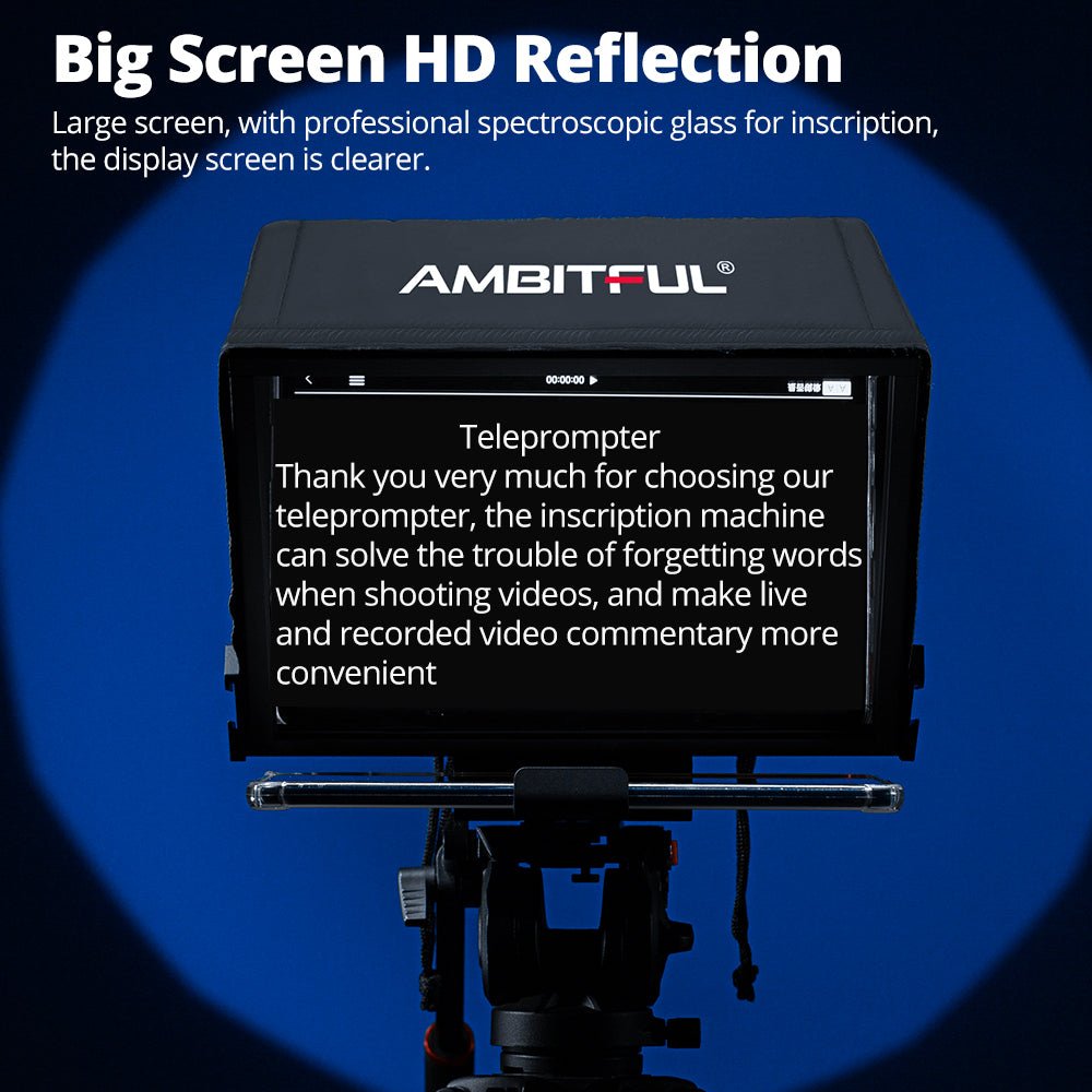 AMBITFUL T14 prompter professionnel portable teleprompter portable for dslr camera and mobile phone live | Electrr Inc