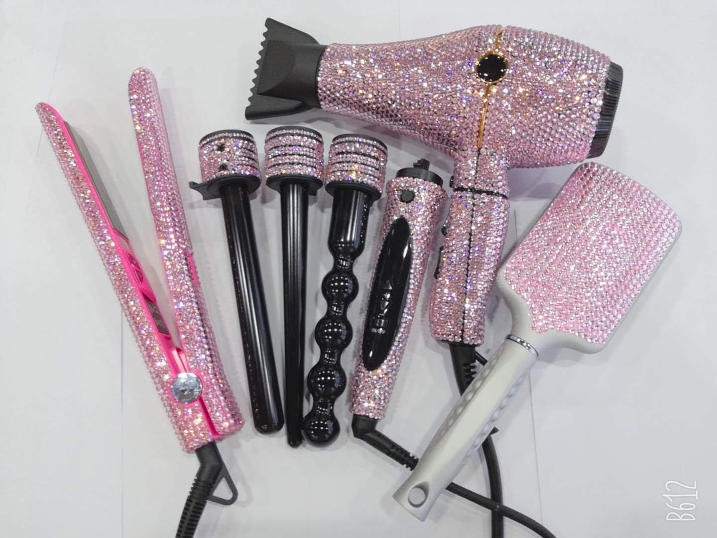 Professional hot hair tools bling rhinestone salon hair tools set flat iron and hair dryer with curling wand sets | Electrr Inc