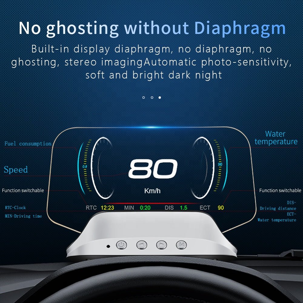 WiiYii Popular OBD2 Heads up Display C3 Navigation Gauge Auto speed LCD screen multi-function auto electronics HUD | Electrr Inc