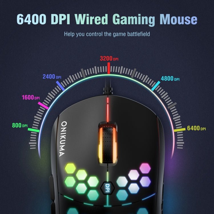 ONIKUMA CW903 RGB Lighting Wired Mouse Home Office Business Notebook Desktop Computer Flat Gaming mouse | Electrr Inc