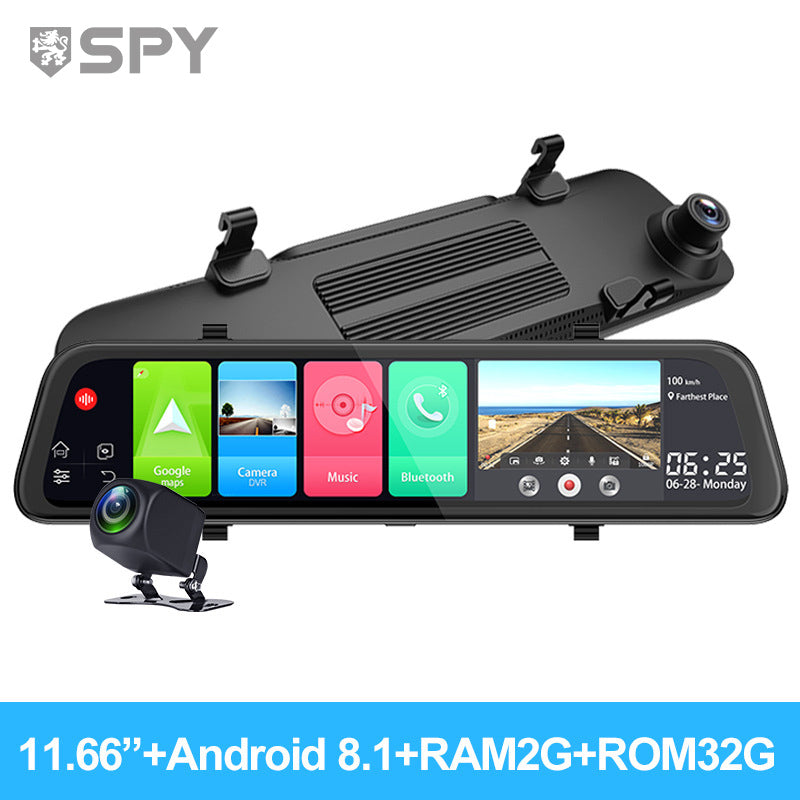 SPY 7 inches rearview mirrors dash cams 3 lens touch screen for car with reversed camera | Electrr Inc