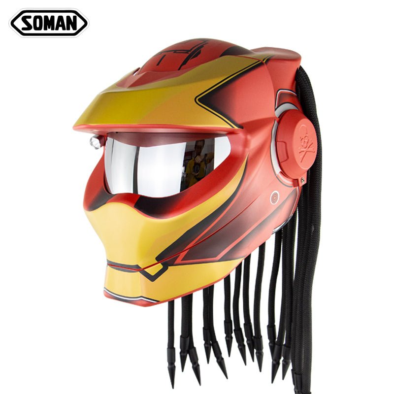 Original Predator Motorcycle full face helmets Flip up  with braid   casque Silver Lens  Soman SM958 | Electrr Inc
