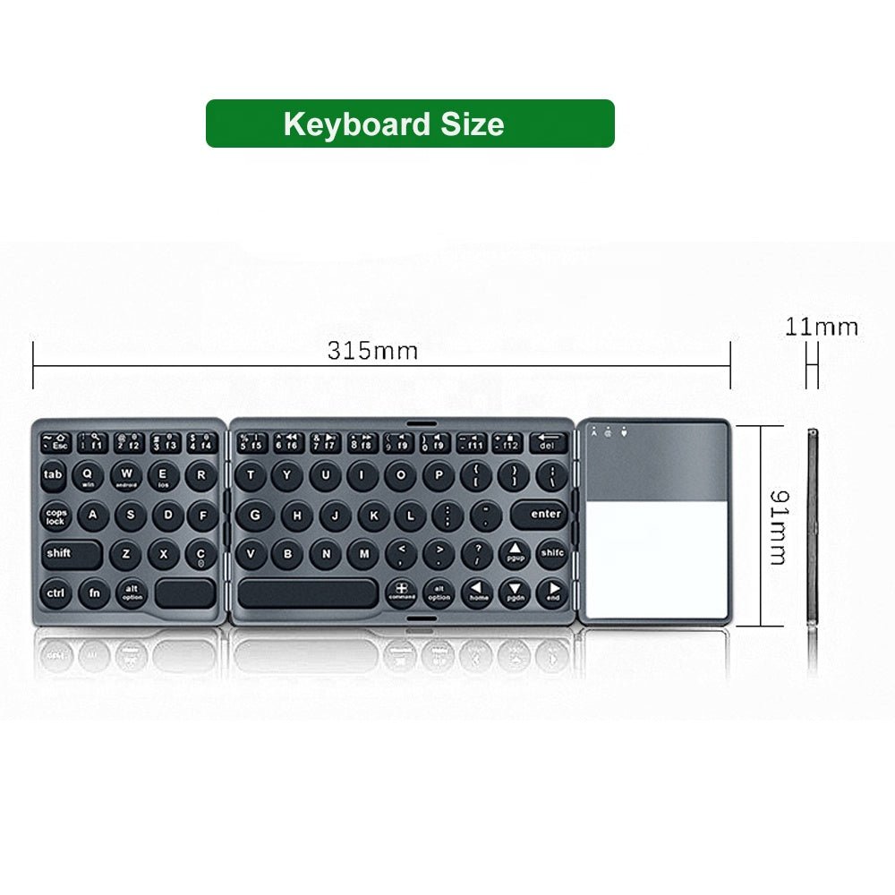 Flexible Wireless Rechargeable Keyboard Mini Portable Folding Blue tooth Keyboard BT 5.0 Touchpad Keyboard for Tablet Phone | Electrr Inc