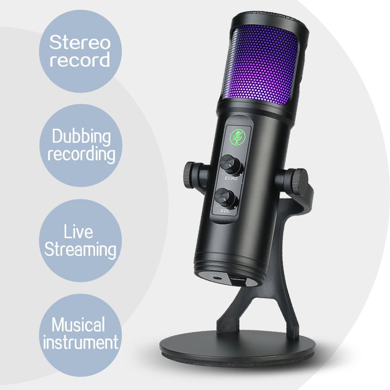 RGB Light Live Recording Home Musical Instrument Live Streaming Condenser Microphone For Mobile Game Voice Computer | Electrr Inc