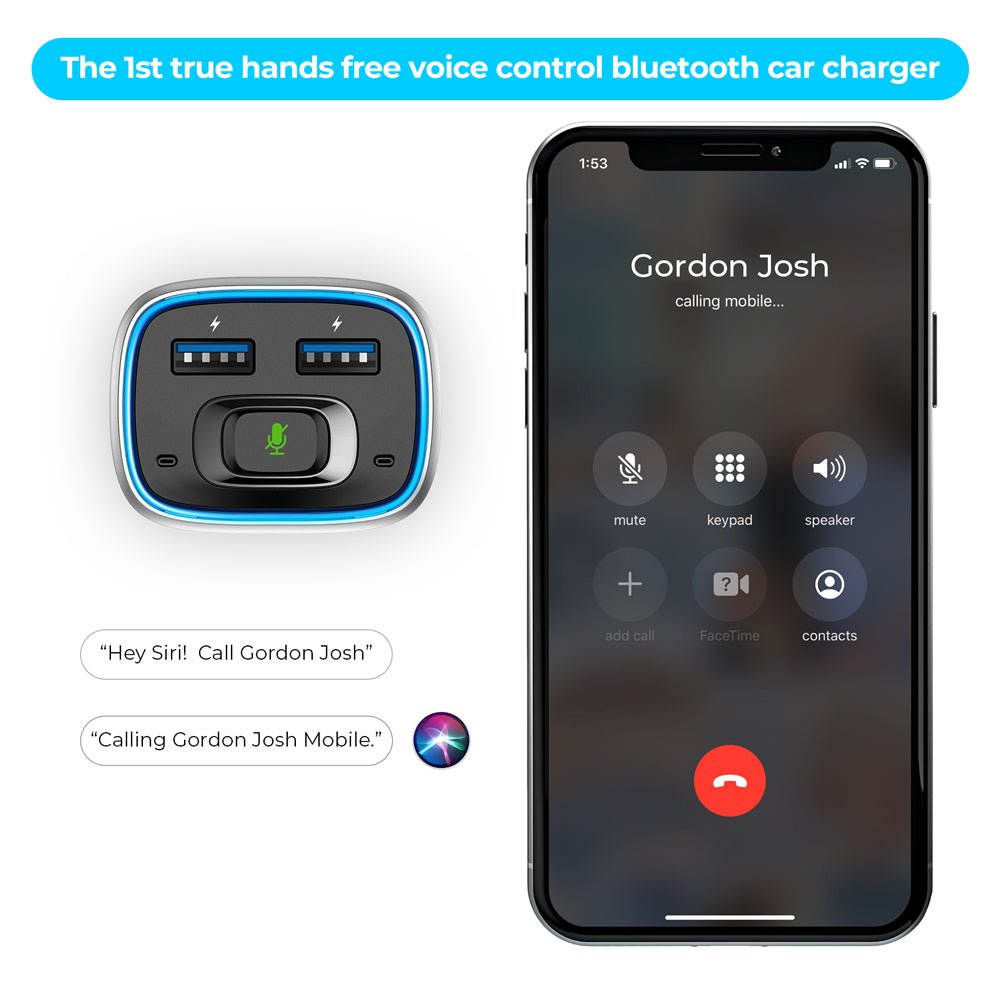 VC100 hands-free voice car charger adapter that support Siri and Google Voice Assistant | Electrr Inc