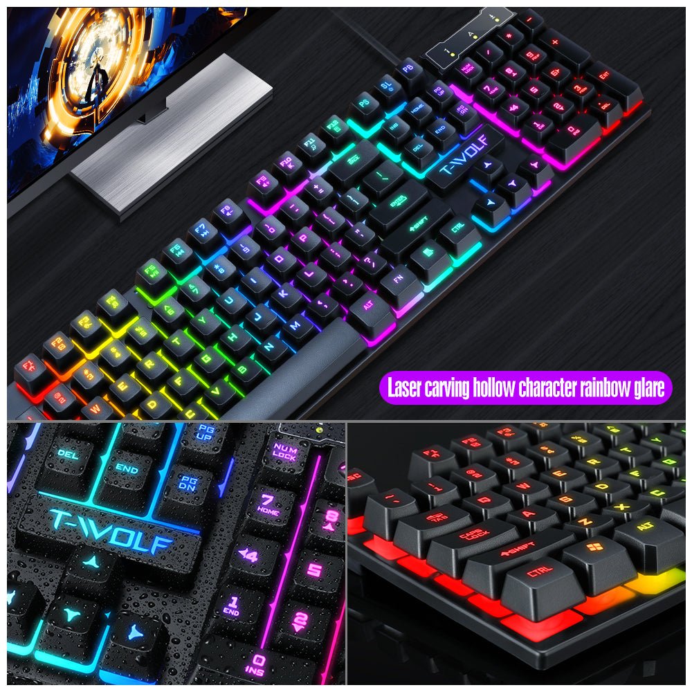 Hot sell TF200 gaming keyboard mouse combos wired keyboard and mouse set desktop laptop computer universal rechargeable | Electrr Inc