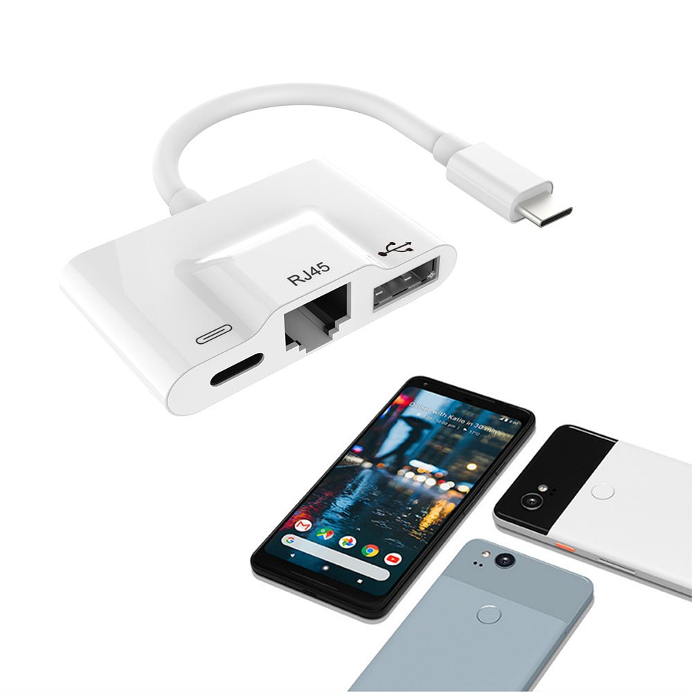 Type C Rj45 Ethernet LAN Adapter USB C OTG 3.0 Card Reader Camera Connector for iPad Samsung Tablet | Electrr Inc