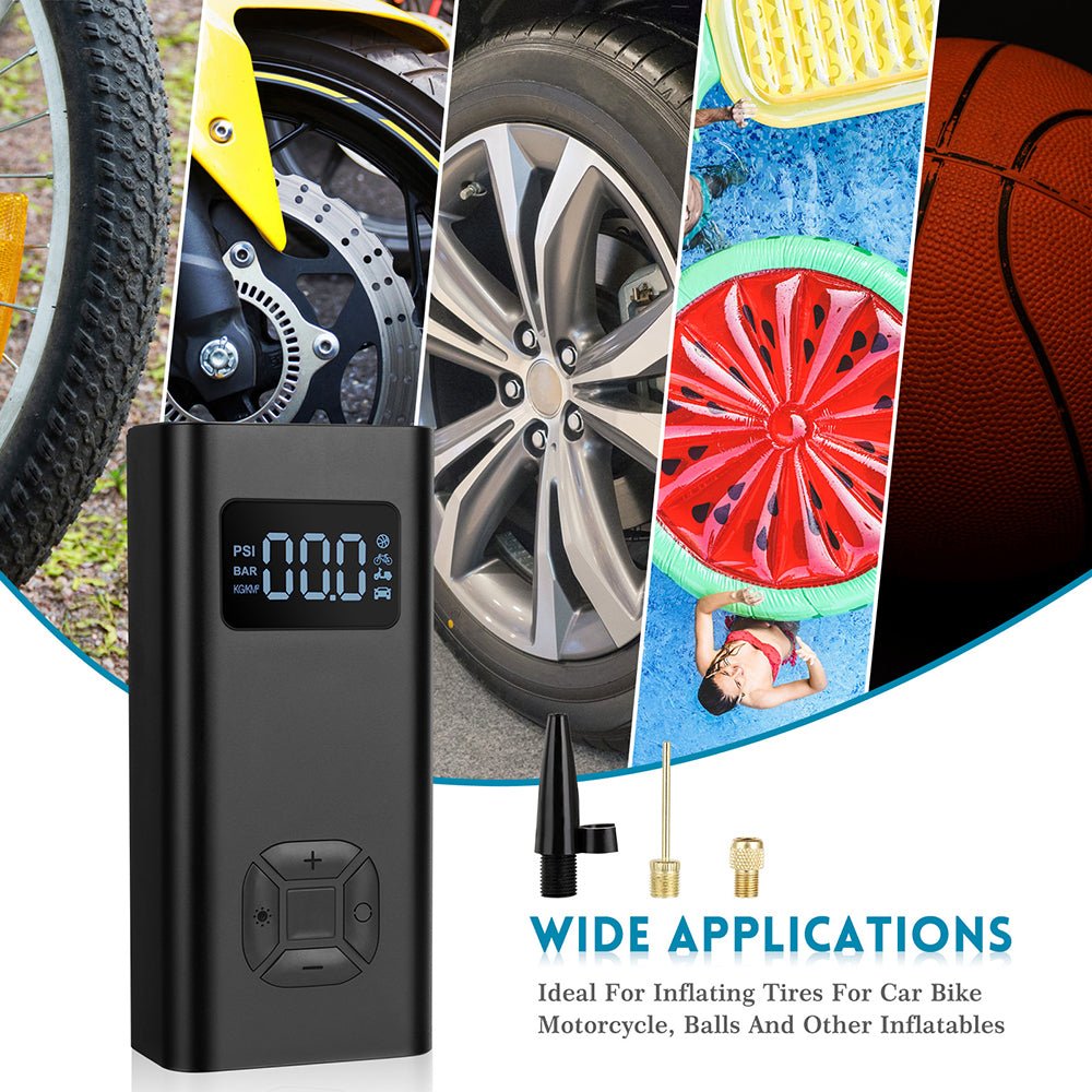 150PSI 6500mAh Wireless Tiny Digital Large LCD Screen with LED Light and Power Bank Electric Portable Air Pump for Car | Electrr Inc