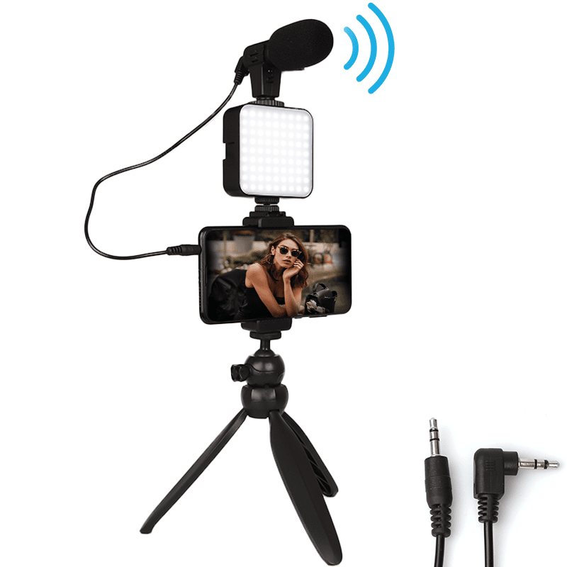Mobile Phone Clip Tripid Mike microphone Kit Set Rechargeable Portable Conference live LED Mini Video Light Camera Fill Lamp | Electrr Inc