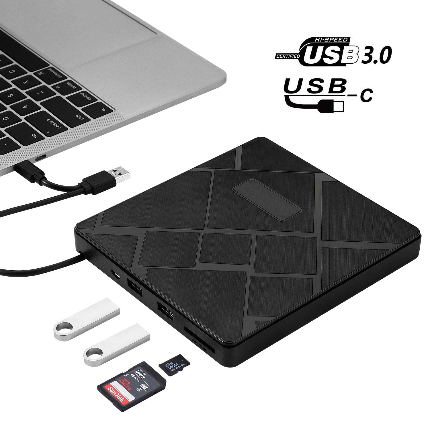 2021 High Quality Extra-thin USB3.0 External Mobile Optical Drive Notebook DVD-RW DVD/CD Computer Laptop Type-c Port CD Drive | Electrr Inc