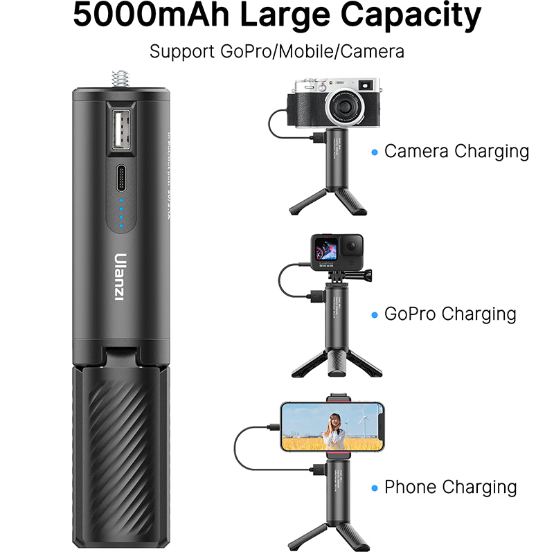 ULANZI BG-4 5000mAh Charging Hand Grip Power Bank with Tripod for Photography Camera, GoPro, Smartphone | Electrr Inc