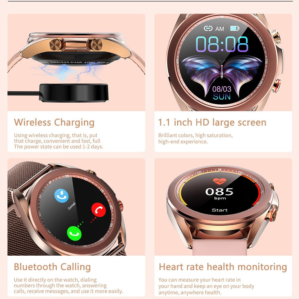 SK8 Smart Waterproof IP68 Women Watch Receiving Calls Wireless Charging DIY Watchface Female Health Tracker Smartwatch 2022 | Electrr Inc