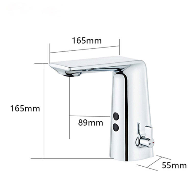 white blanco automatic smart faucet taps body full brass brushed mixer water cold & hot ac 220 voltage and dc battery power | Electrr Inc