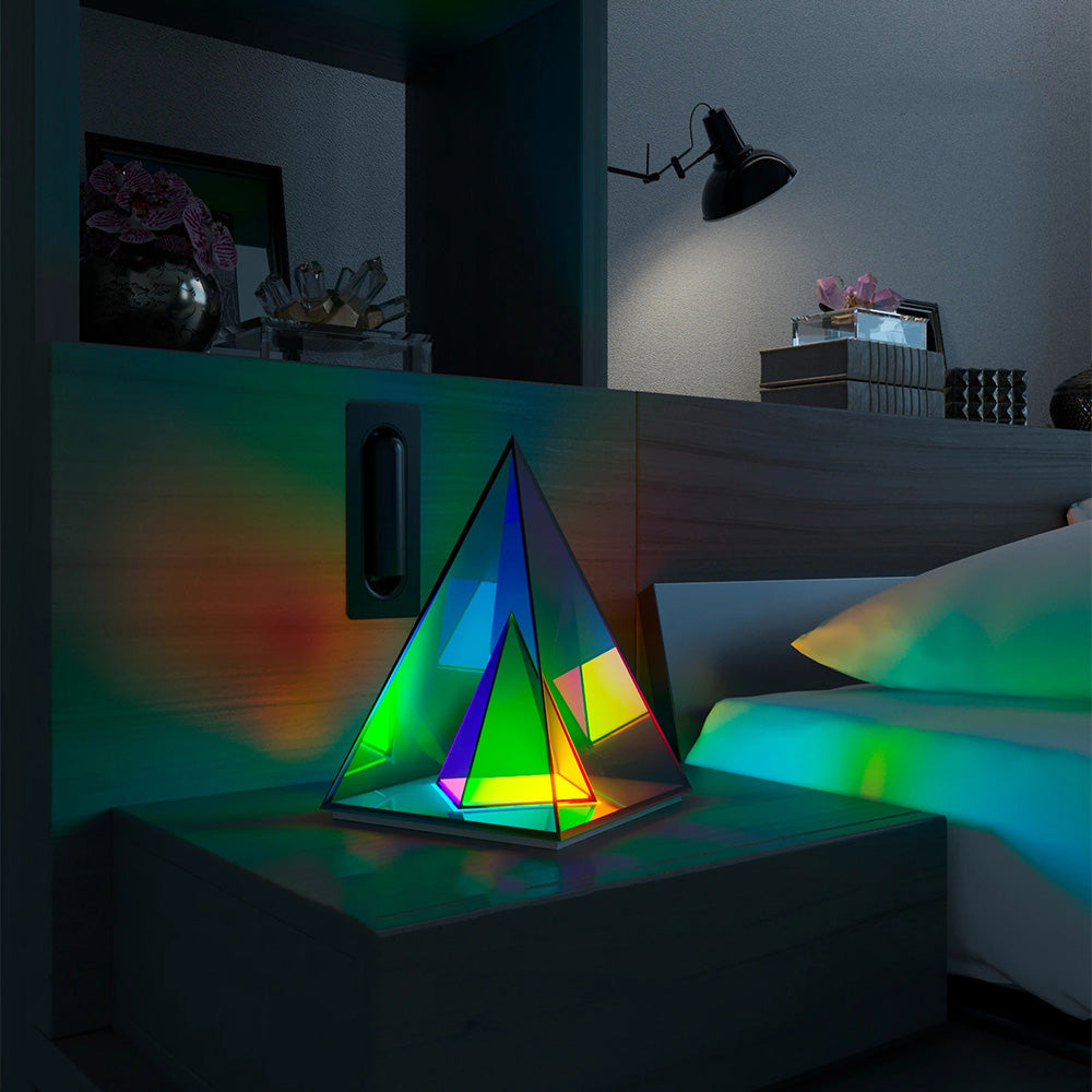 Modern Art Building Lighting Acrylic Pyramid Triangle Cube Desk Lamp Computer Desktop Bedroom Bedside Sleeping Night Lights | Electrr Inc