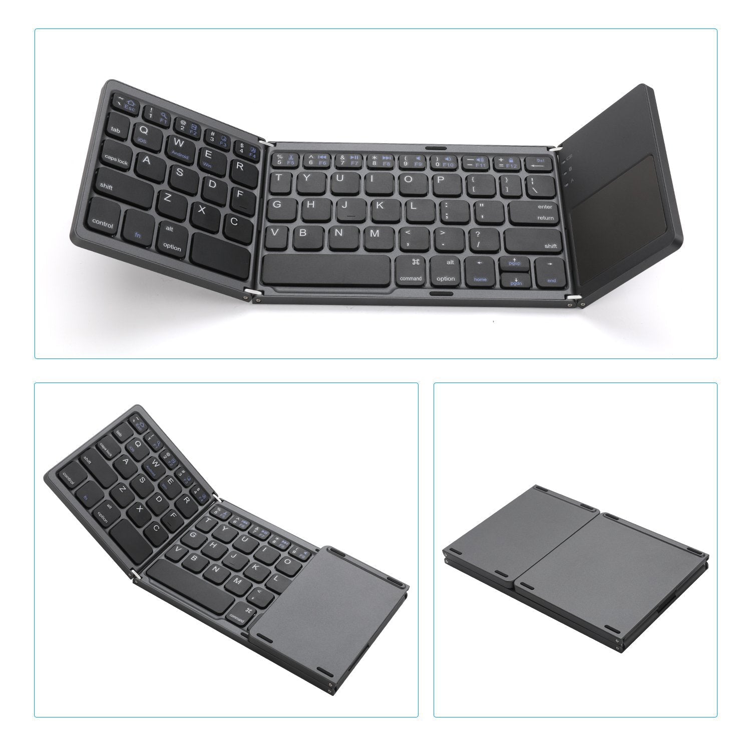 Dropshipping For ipad iOs Tablet Pc Mobile Phone Using Portable Blue Tooth Touch Pad Wireless Keyboard 3 Level Foldable Keyboard | Electrr Inc