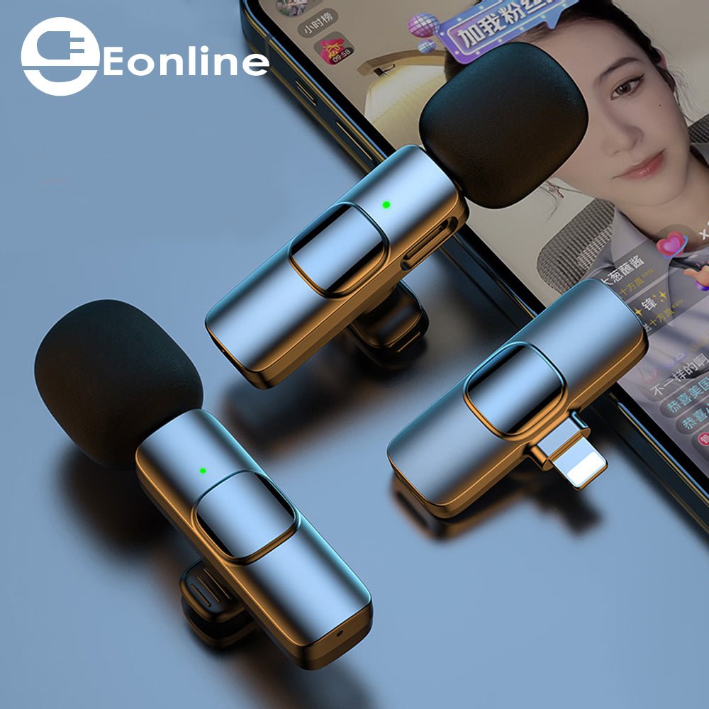 Eonline For iPhone Wireless Lavalier Microphone Portable Audio Video Recording Mini Mic Live Broadcast Gaming Android Microfonoe | Electrr Inc