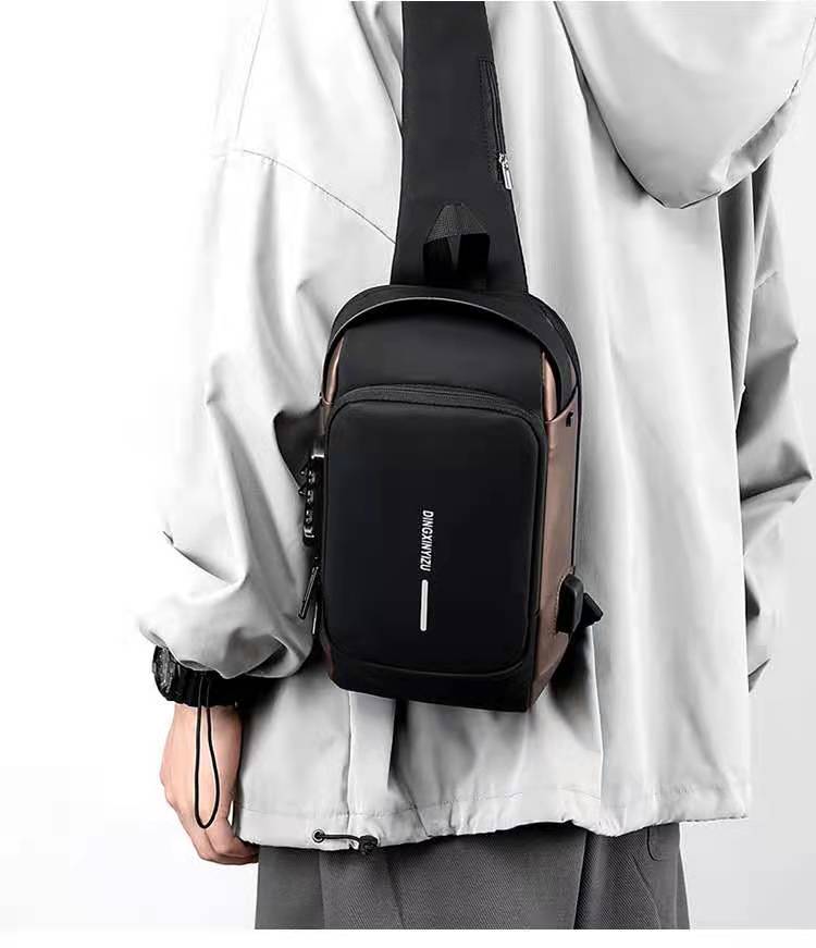 Fashion Shoulder Bag for Men Waterproof USB Man Crossbody Bag Anti-Theft Short Travel Messenger Sling Fashion Designer Chest Bag | Electrr Inc