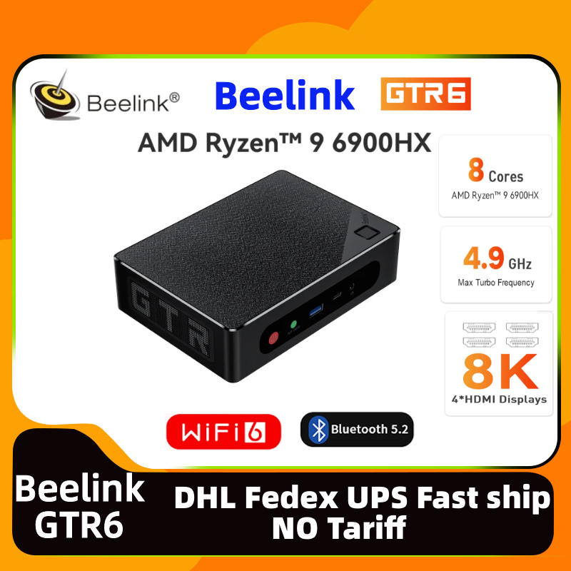 offical Beelink GTR6 AMD Ryzen9 6900HX 32G 500G 1TB  mini pc office gamer computer 8K HD display Desktop diy Gaming pc mini | Electrr Inc