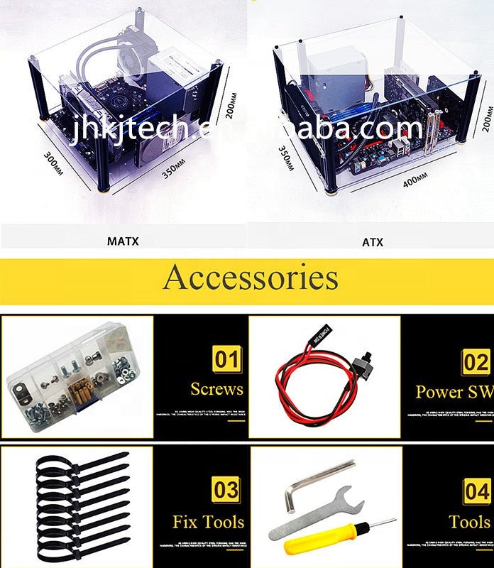 40 X 35cm DIY Open Air PC Case Frame Transparent Acrylic MATX ATX Chassis Cover Computer Case Gaming | Electrr Inc
